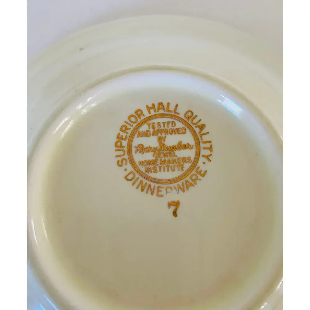 VINTAGE 1930s Hall China Mary Dunbar Autumn Leaf Pattern Dessert Fruit Bowl Dish